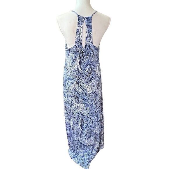 Cynthia Rowley asymmetrical hem blue sleeveless midi dress, sz large - Picture 3 of 6